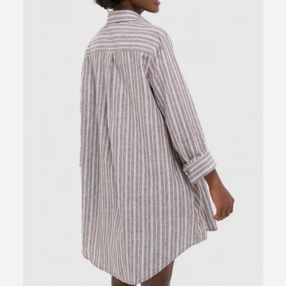Tuckernuck Dove Stripe Linen Carlotta Shirtdress XS - Picture 3 of 16